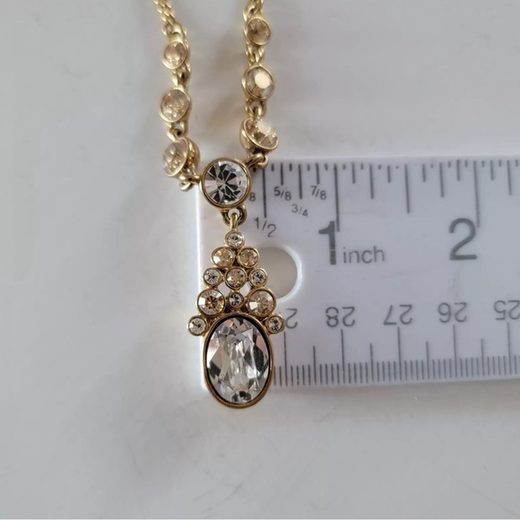 Givenchy Vintage Crystals Clear& Chocolate Necklace Dangle Drop 💎Authentic - Picture 7 of 13
